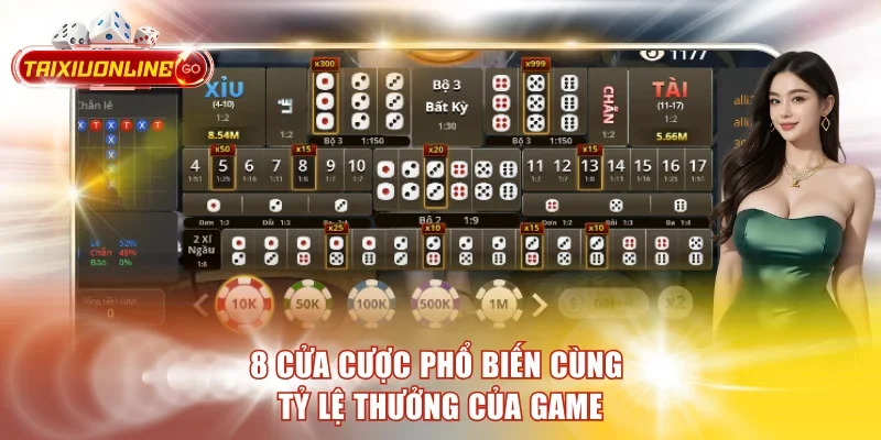 8 cửa cược phổ biến cùng tỷ lệ thưởng của game
